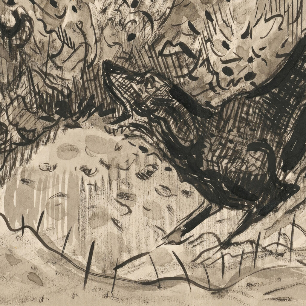 Hunting scene Hare and dog 1930 1939 Arnold Peter Weisz Kubincan 8 mockup