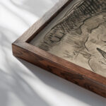 Hunting scene Hare and dog 1930 1939 Arnold Peter Weisz Kubincan close up dark wood mockup