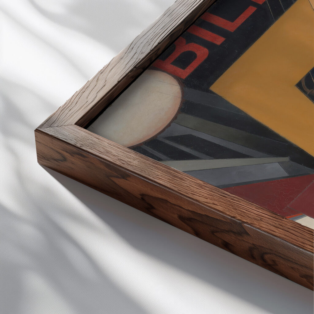 I Saw the Figure 5 in Gold 1928 Charles Demuth close up dark wood mockup