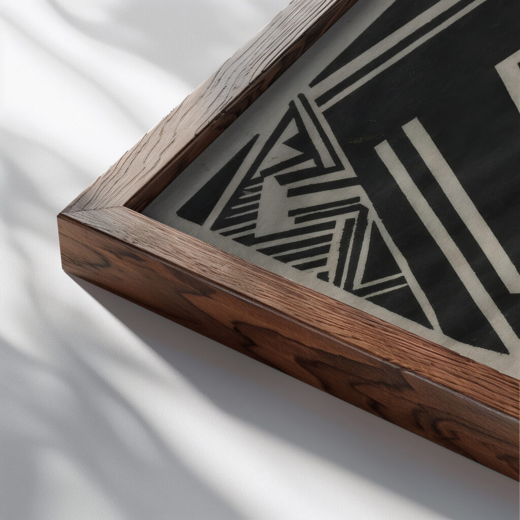 Illustration Typhoon 1914 1915 Edward Wadsworth close up dark wood mockup