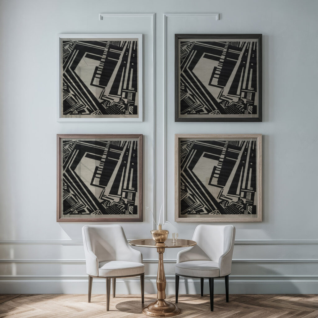 Illustration Typhoon 1914 1915 Edward Wadsworth framed posters mockup