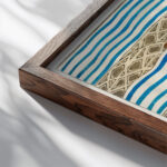 Illustration from Bijutsu Sekai Watanabe Seitei close up dark wood mockup