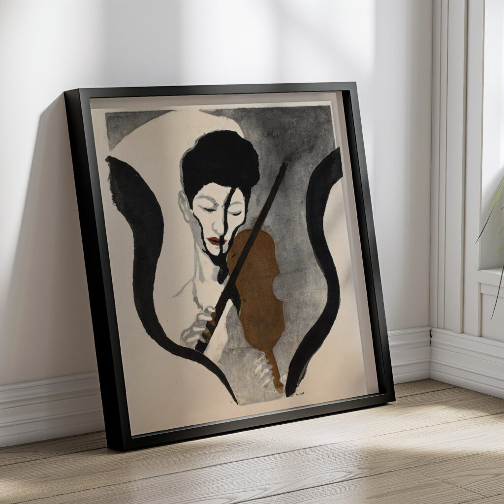 Impression of a Violinist Portrait of Suwa Nejiko 1947 Onchi Koshiro 4 mockup