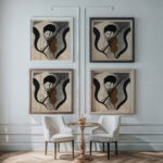 Impression of a Violinist Portrait of Suwa Nejiko 1947 Onchi Koshiro framed posters mockup