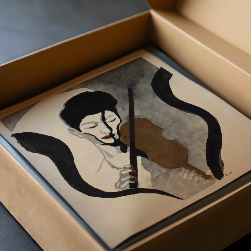 Impression of a Violinist Portrait of Suwa Nejiko 1947 Onchi Koshiro video mockup