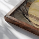 In Vaudeville the Bicycle Rider 1919 Charles Demuth close up dark wood mockup