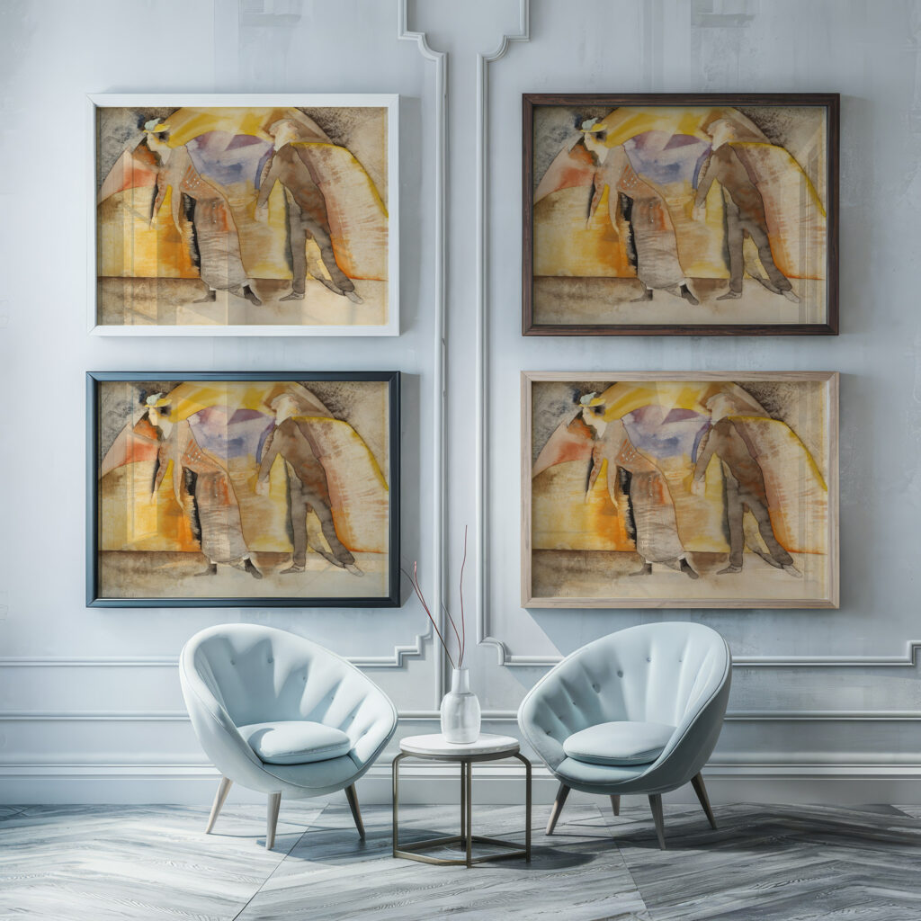 In VaudevilleWoman and Man on Stage 1917 Charles Demuth framed posters mockup