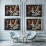 In a bar 1931 Tadeusz Makowski framed posters mockup