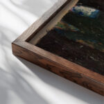 In front of the Dragons Den – figure for the fairy tale circa 1920 Zygmunt Grabowski close up dark wood mockup