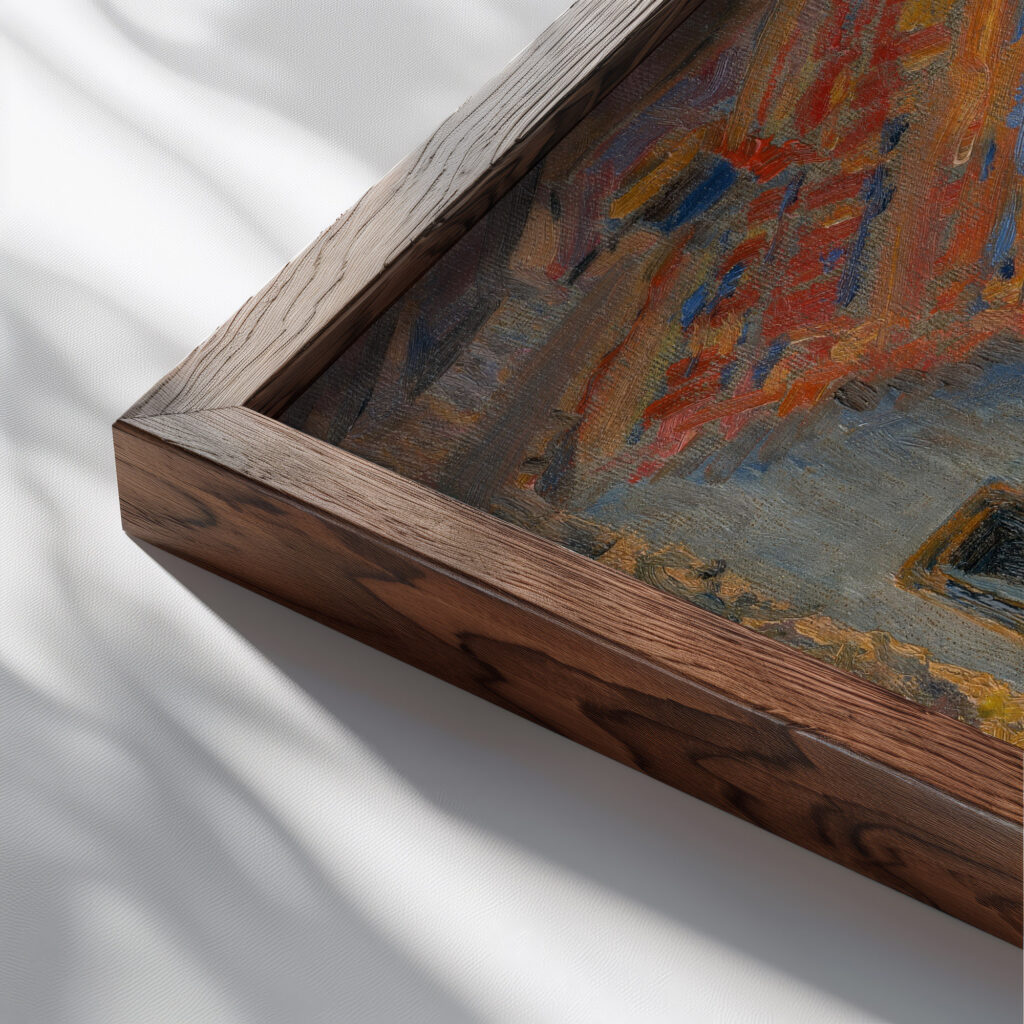 In front of the House 1922 Konstantin Bauer close up dark wood mockup