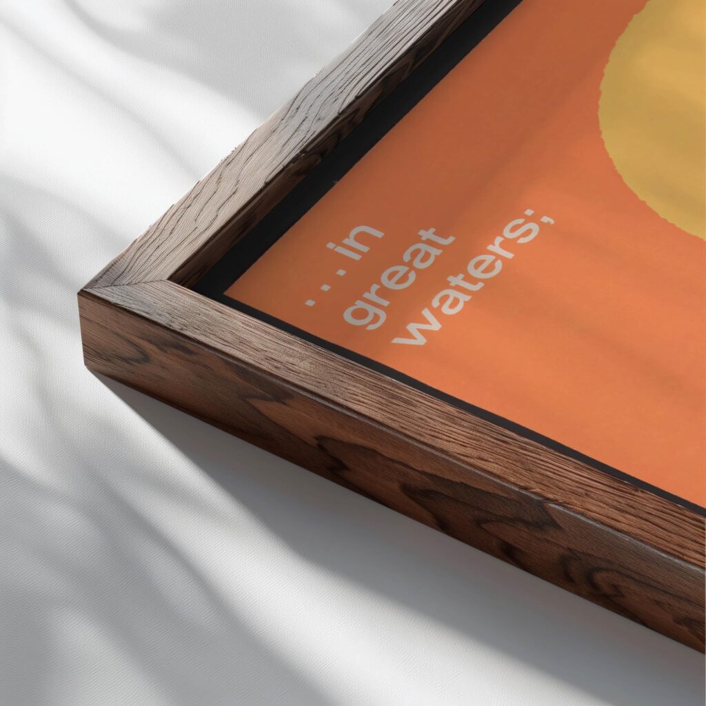 In great water … Psalms 107 23 1963 Binder topaz close up dark wood mockup