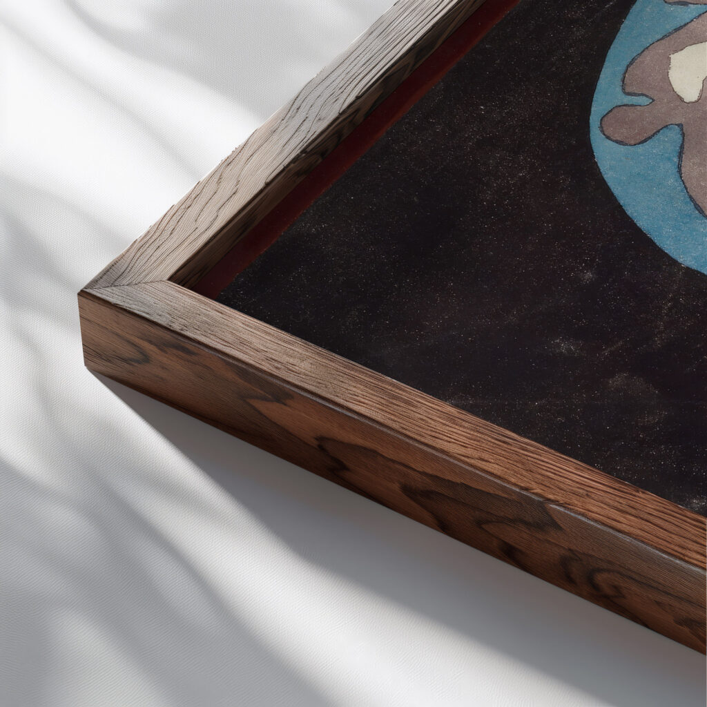 In the country gem 1929 Paul Klee close up dark wood mockup