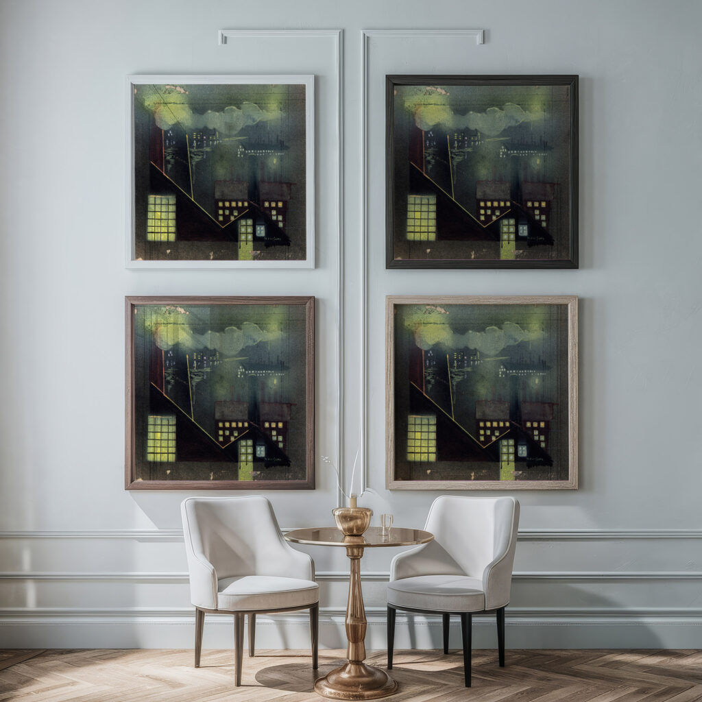 Industry at Night ca. 1940 Horatio C. Forjohn framed posters mockup