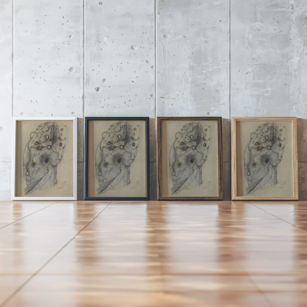 Injured Head ca. 1944 Wols framed posters mockup