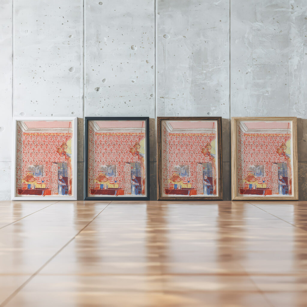 Interieur aux tentures roses I 1898 1899 Edouard Vuillard framed posters mockup
