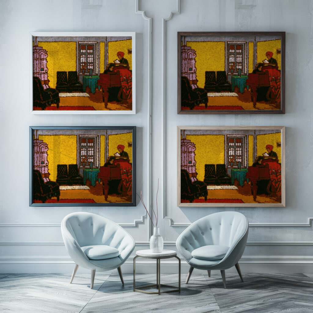 Interior 1909 Jozsef Rippl Ronai framed posters mockup