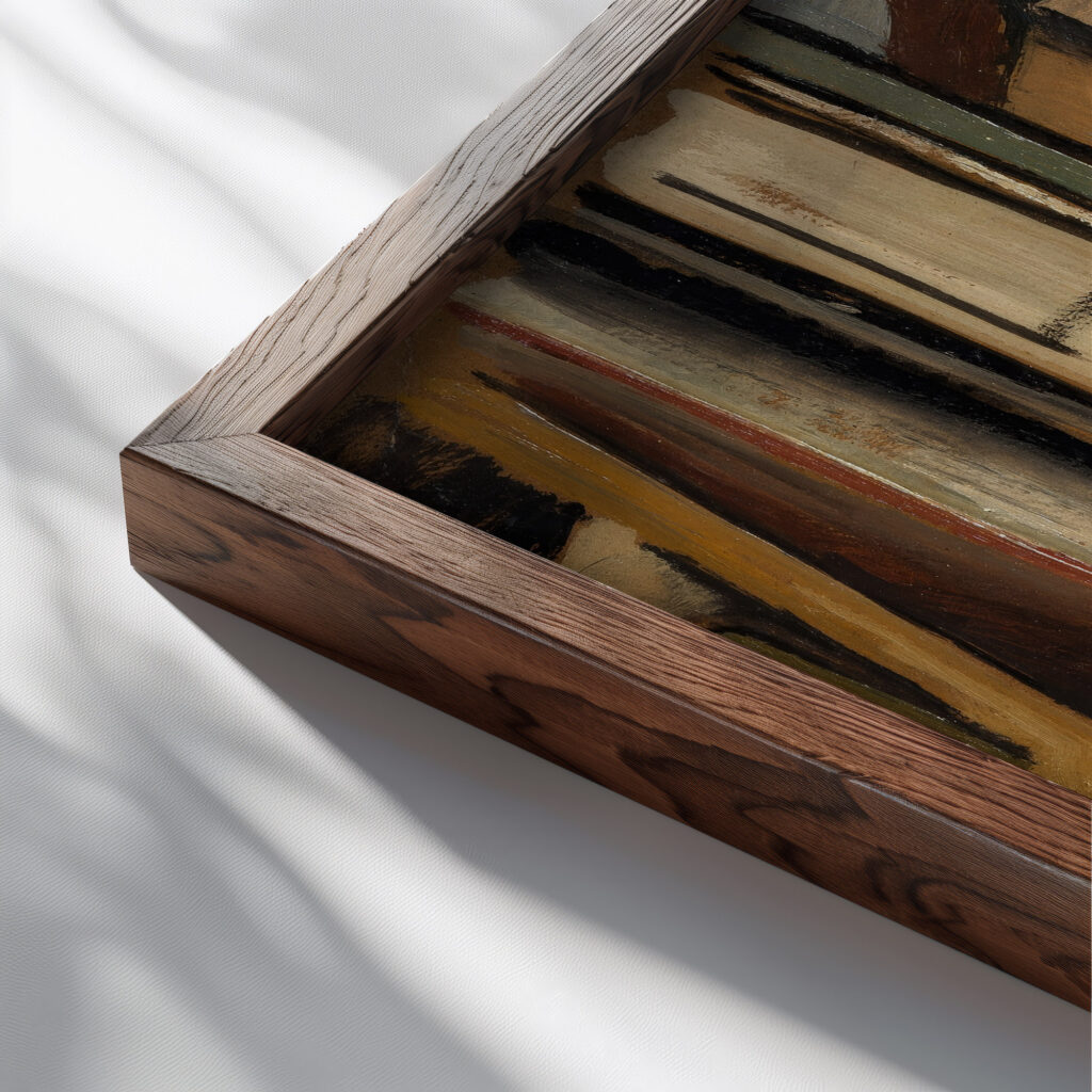 Interior 1928 Joaquin Torres Garcia close up dark wood mockup