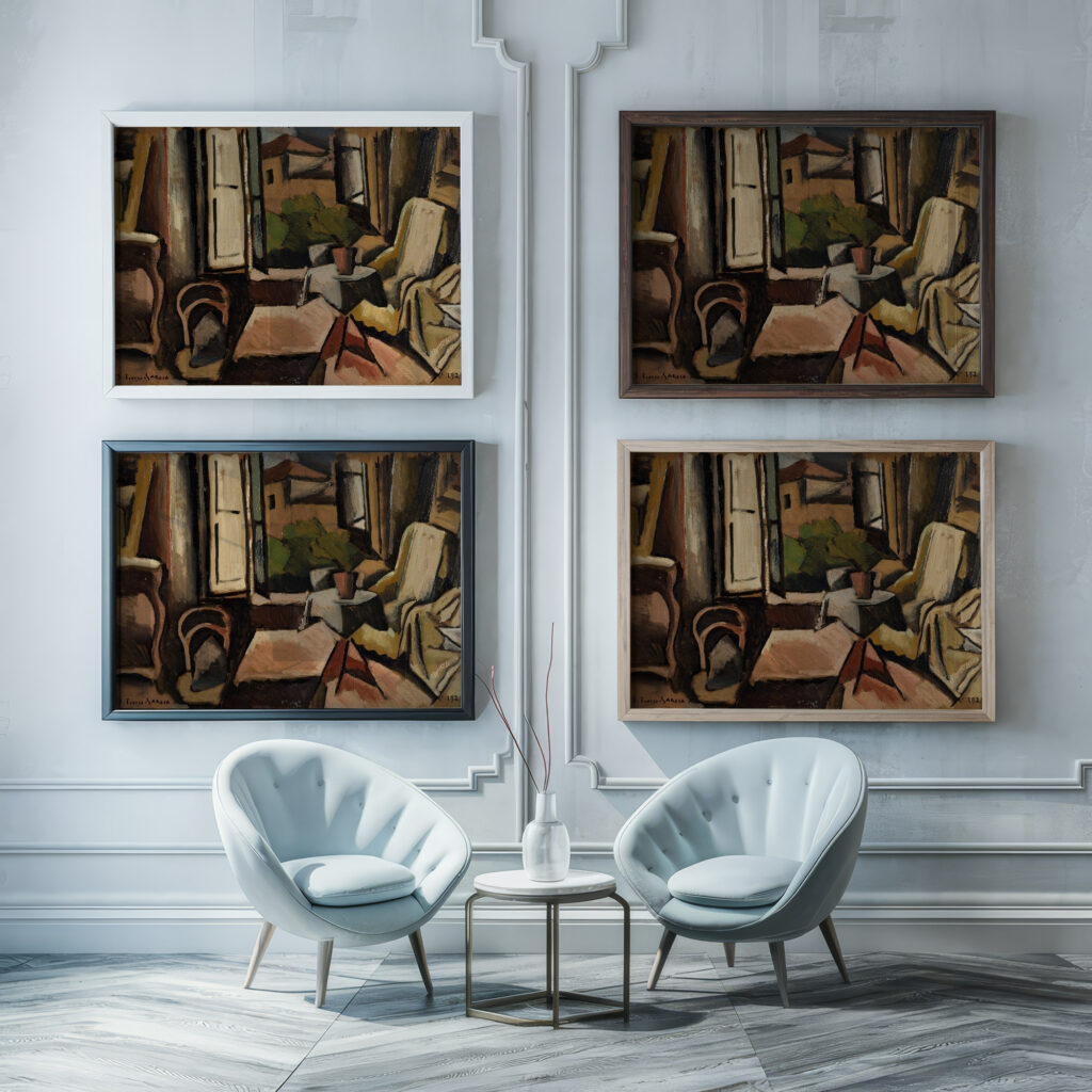 Interior 1928 Joaquin Torres Garcia framed posters mockup