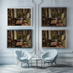 Interior 1928 Joaquin Torres Garcia framed posters mockup