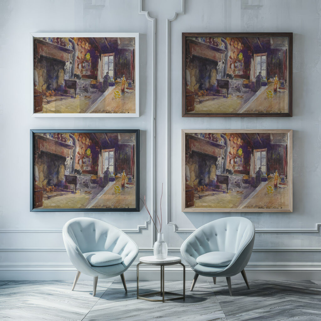Interior Brenton A Carenton Elie Anatole Pavis framed posters mockup