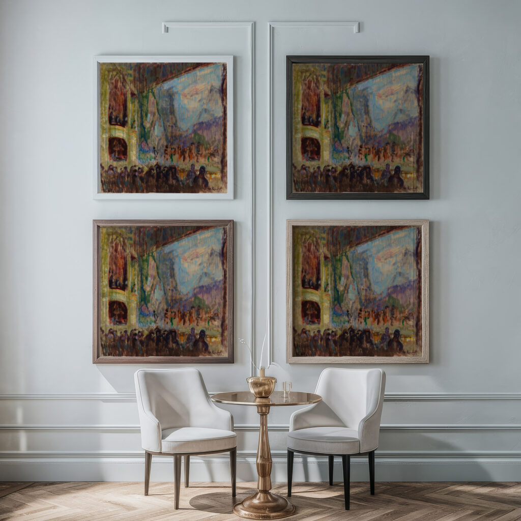 Interior View of the Finnish Opera 1919 Magnus Enckell framed posters mockup