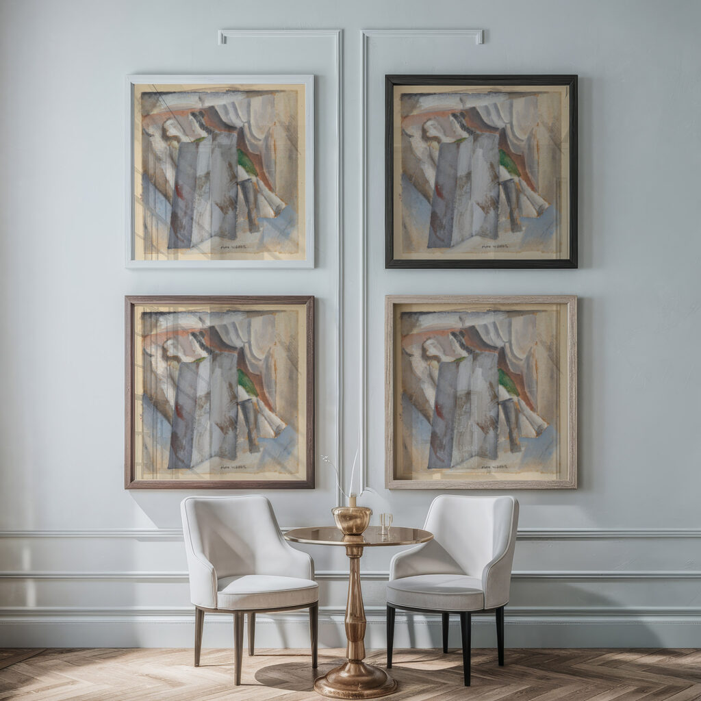 Interior circa 1910 Max Weber framed posters mockup