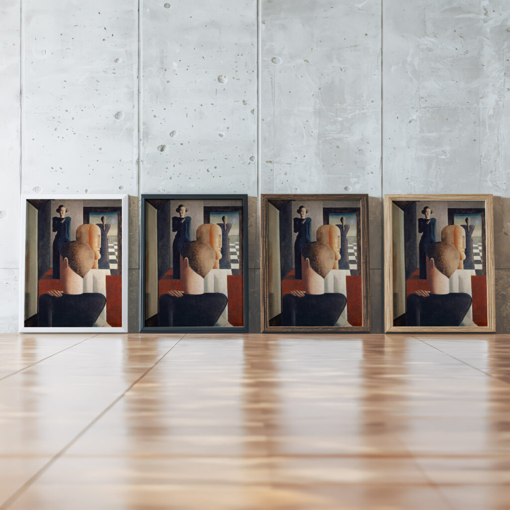 Interior with Five Figures Roman 1925 Oskar Schlemmer framed posters mockup
