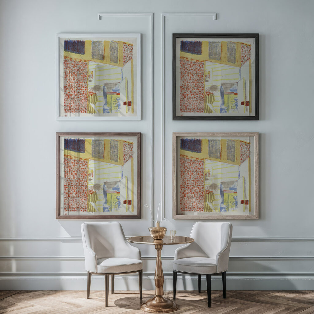 Interior with Pink Wallpaper III 1899 Edouard Vuillard framed posters mockup