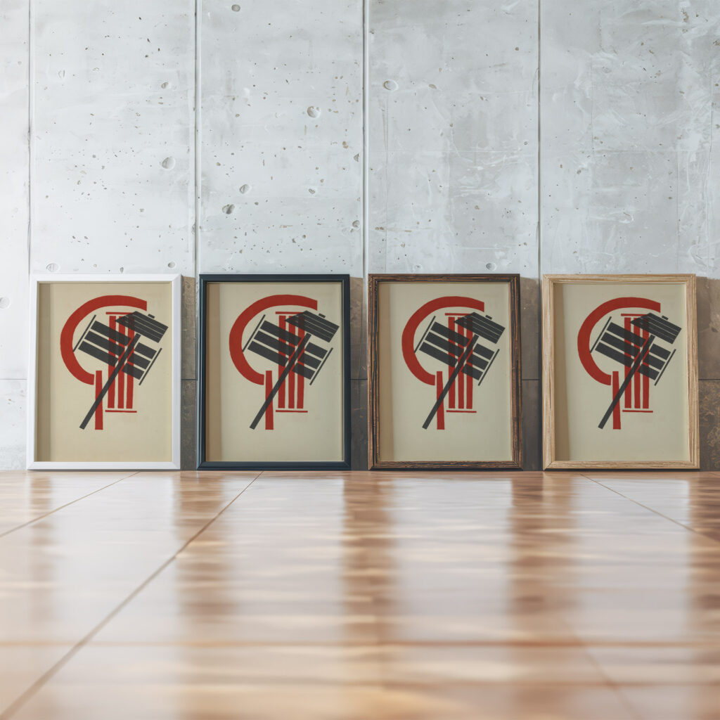 Internatsional 1923 El Lissitzky framed posters mockup