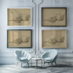 Iowa State Capitol Rotunda Art study for panel 1905 Kenyon Cox framed posters mockup