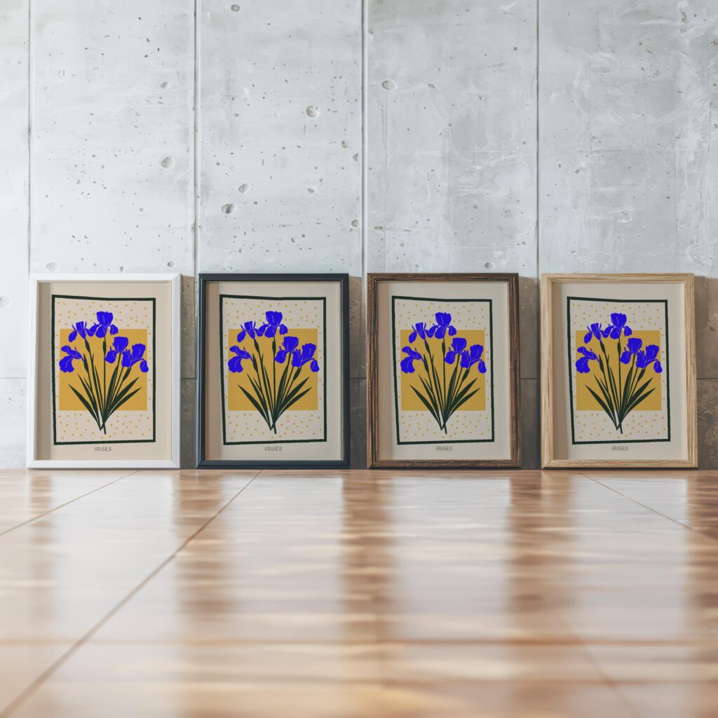 Iris framed posters mockup