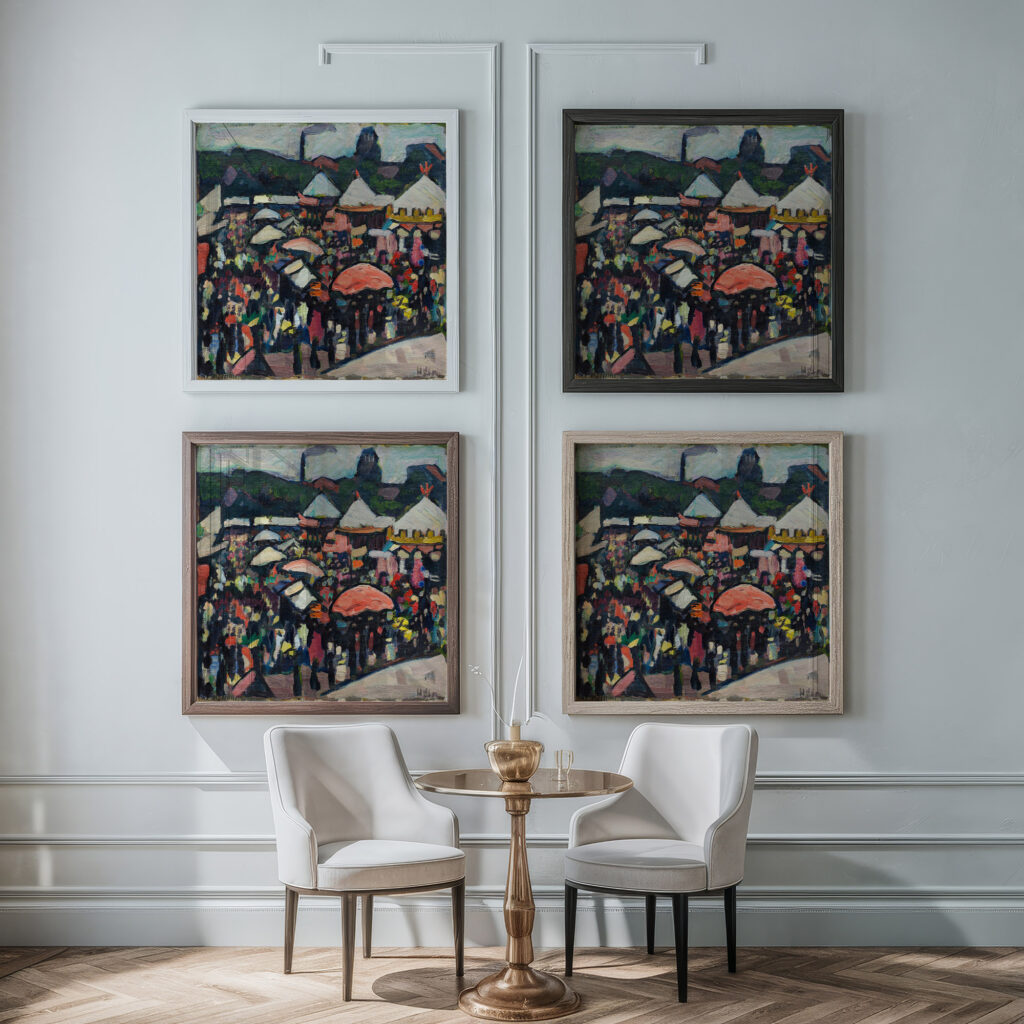 Jahrmarkt am Kesselbrink in Bielefeld 1912 Hermann Stenner framed posters mockup