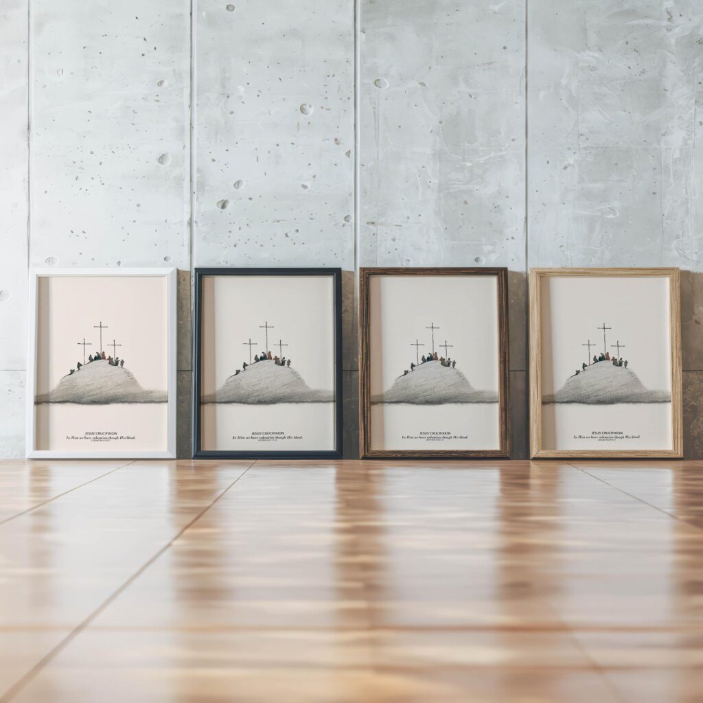 Jesus crucifixion 3x4 framed posters mockup