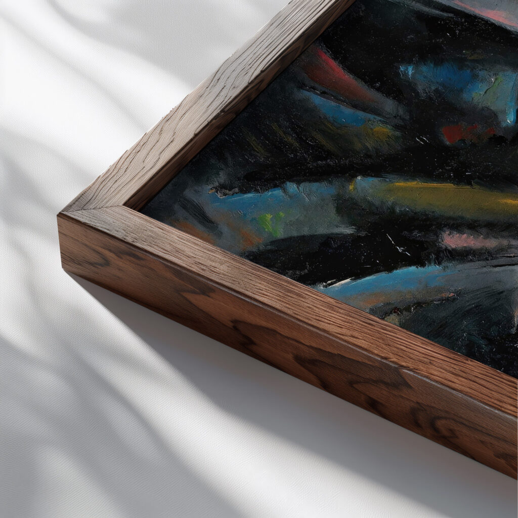 Jeune Assis A Table Face A Une Tasse Maria Blanchard close up dark wood mockup