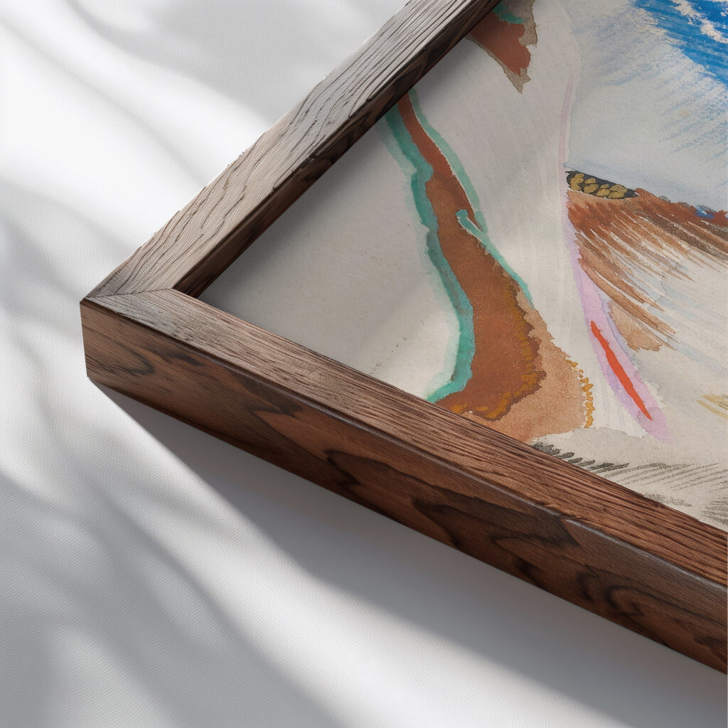 Jeune Fille Et Fleurs Odilon Redon close up dark wood mockup