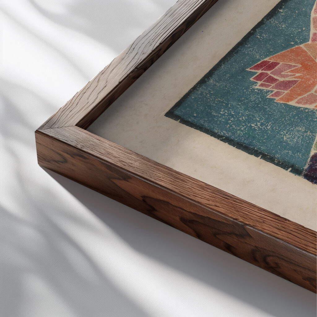 June roses 1922 Blanche Lazzell close up dark wood mockup