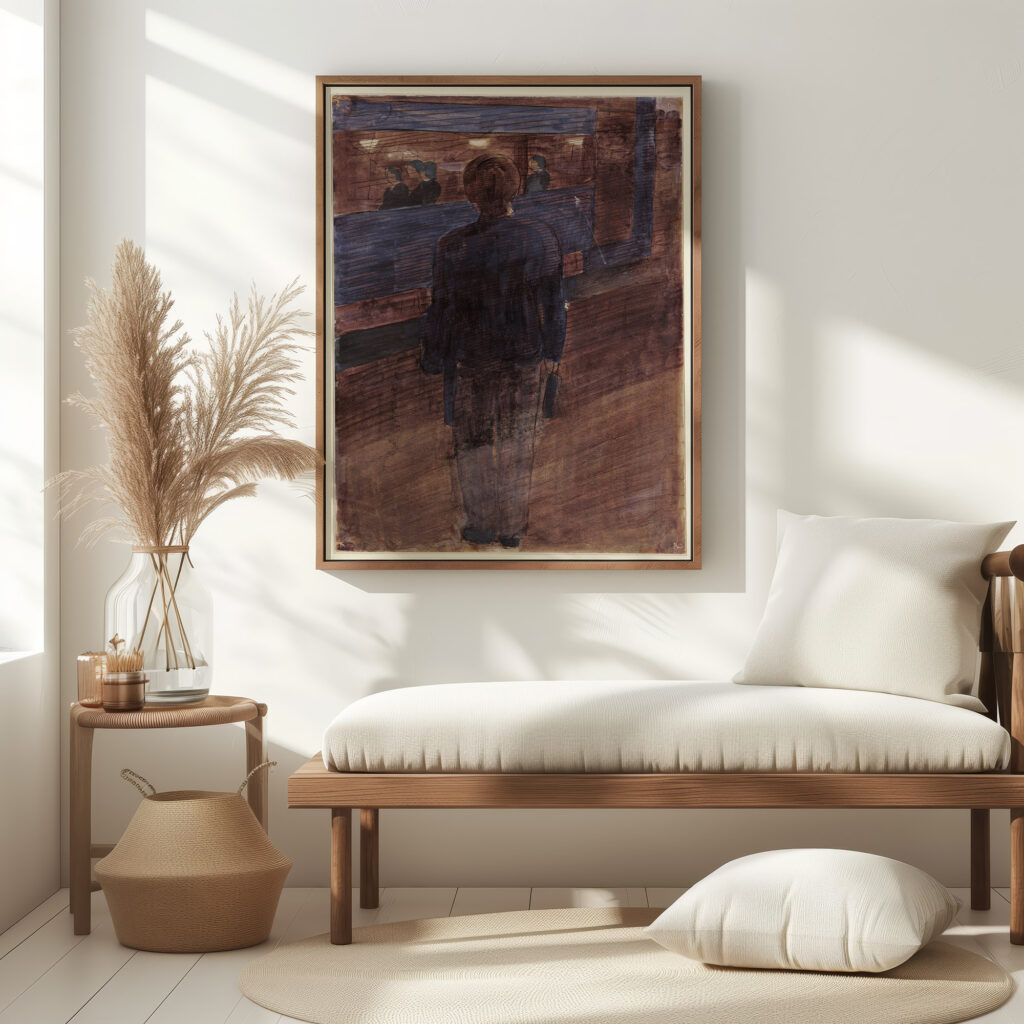 Jungling vor Strassenbahn 1930 Otto Meyer Amden 5 mockup