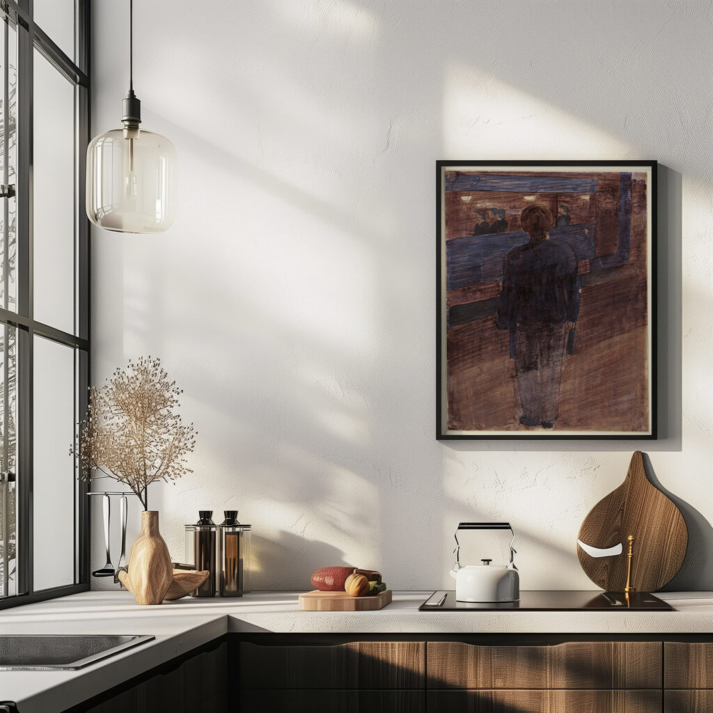 Jungling vor Strassenbahn 1930 Otto Meyer Amden 6 mockup