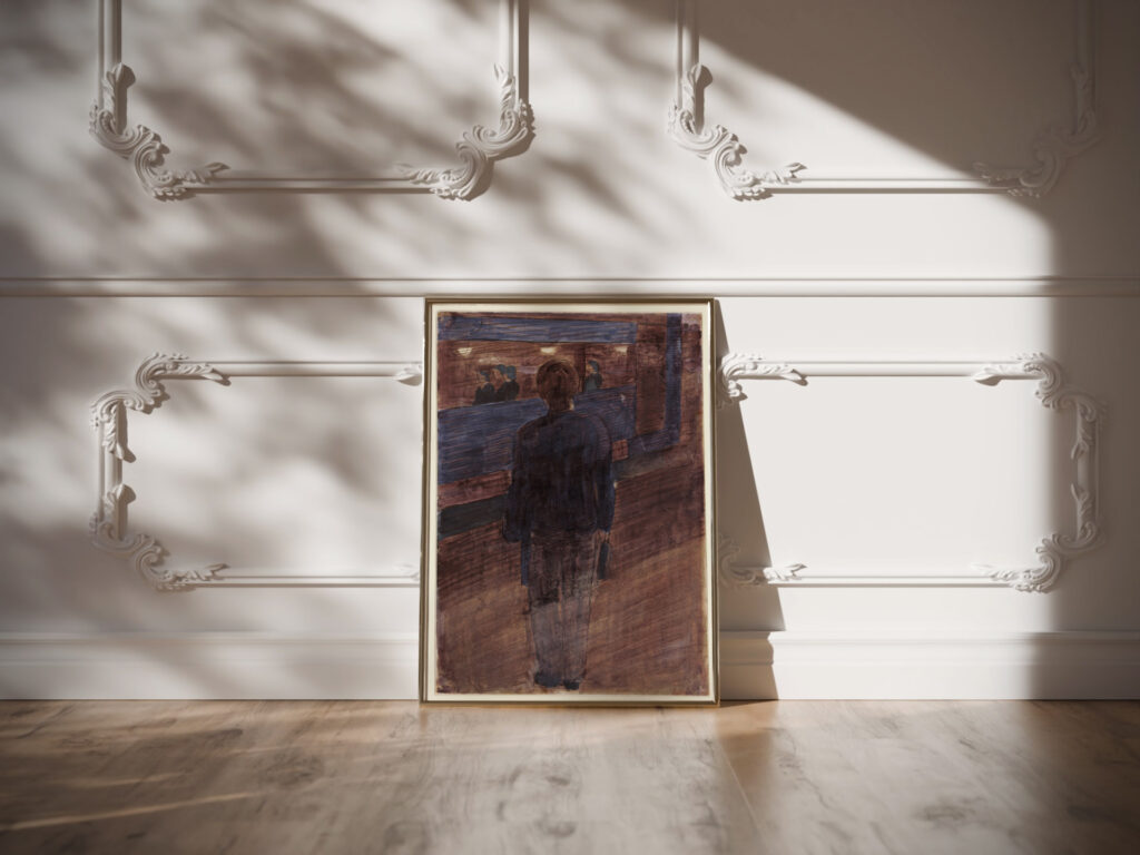 Jungling vor Strassenbahn 1930 Otto Meyer Amden video mockup