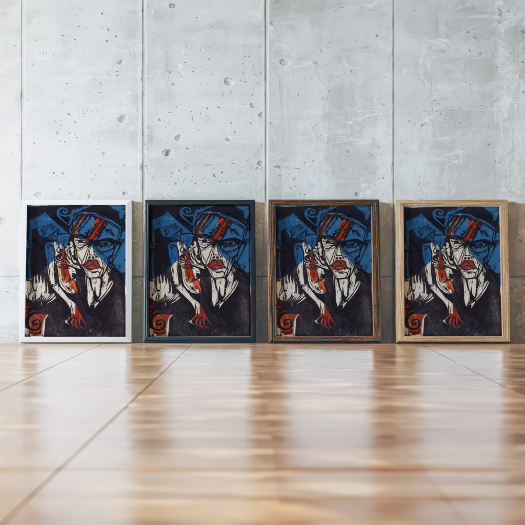 Kampfe – Qualen der Liebe 1915 Ernst Ludwig Kirchner framed posters mockup