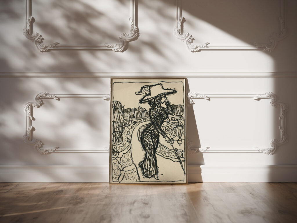 Karikatura damy 1908–1912 Konstantin Kovari Kacmarik video mockup