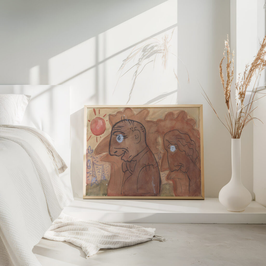 Karikatuur van Leo Gestel en zijn vrouw 1891 Leo Gestel 4 mockup