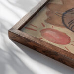 Karikatuur van Leo Gestel en zijn vrouw 1891 Leo Gestel close up dark wood mockup