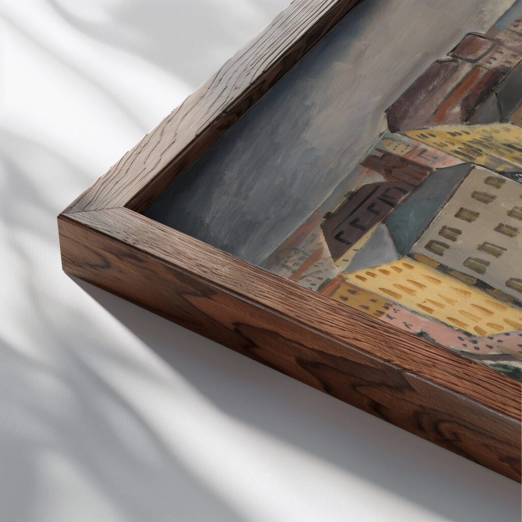 Karl Johans Torg Stockholm 1914 Isaac Grunewald close up dark wood mockup