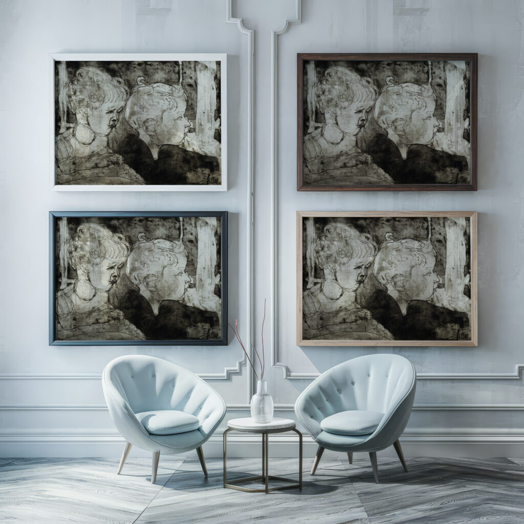 Kaspar und Judith II 1925 Albert Muller framed posters mockup