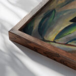 Katze mit Kakteenblute I 1921 Dorothea Maetzel Johannsen close up dark wood mockup
