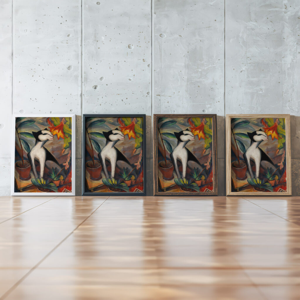Katze mit Kakteenblute I 1921 Dorothea Maetzel Johannsen framed posters mockup