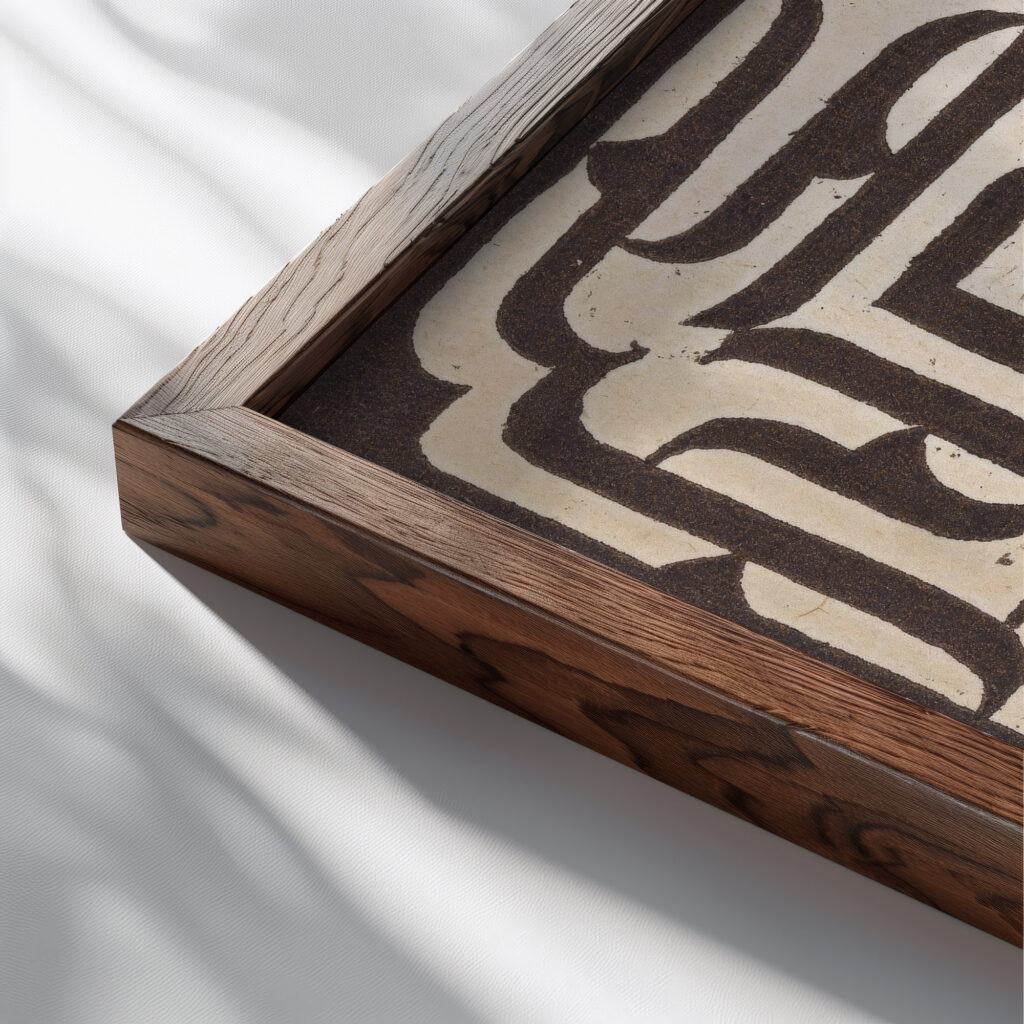 Kennis is macht 1874 Carel Adolph Lion Cachet close up dark wood mockup