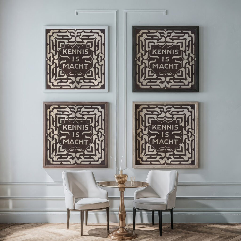Kennis is macht 1874 Carel Adolph Lion Cachet framed posters mockup