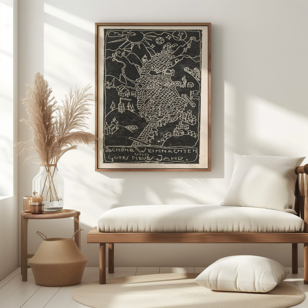 Kerstkaart met heuvellandschap en meer 1906 Reijer Stolk 5 mockup
